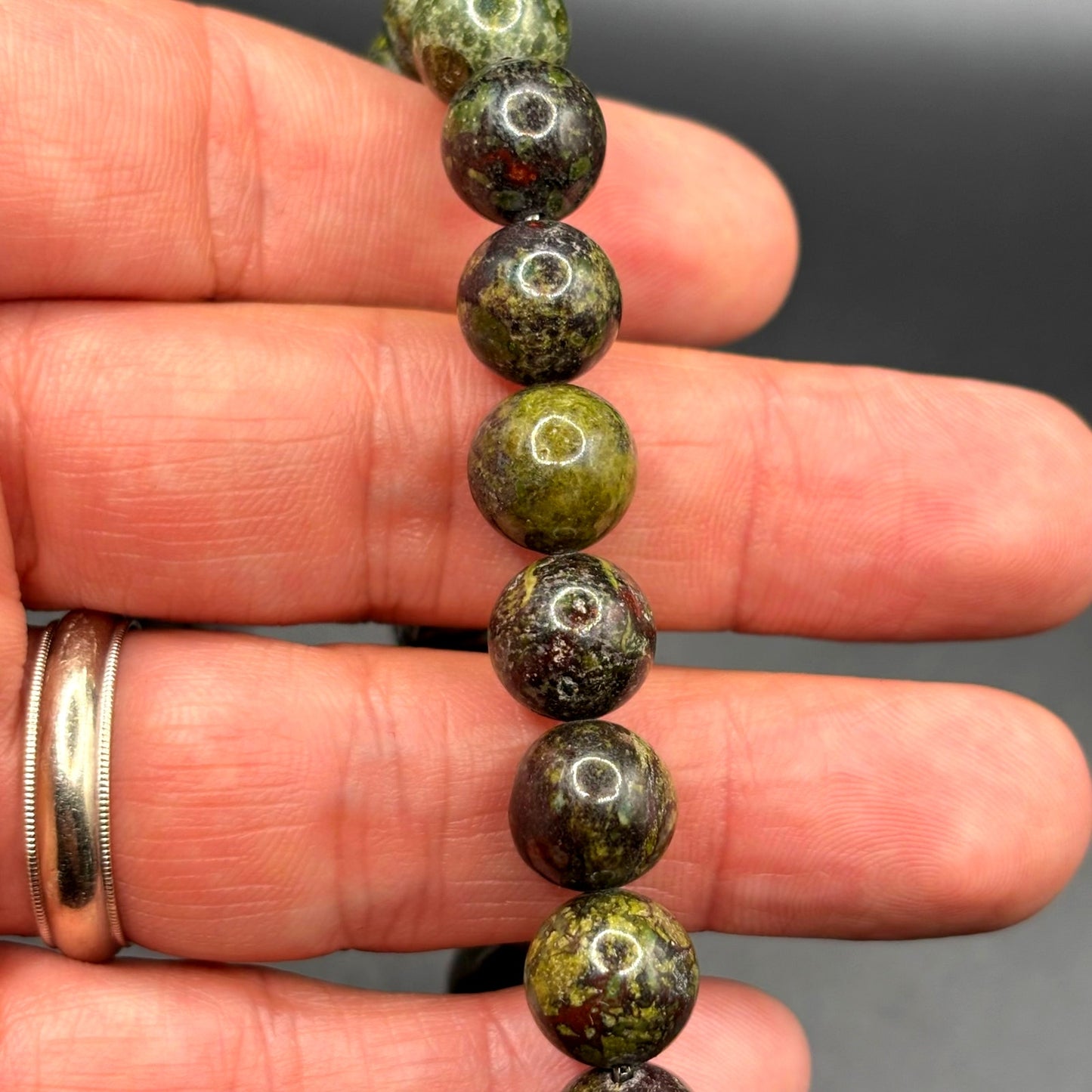 Blackjack BJB244DG Men’s 10mm Dragon Stone Stainless Steel Beaded Bracelet NWT