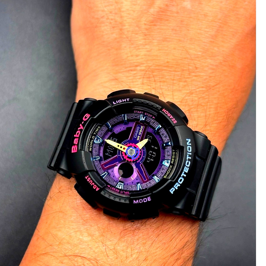 Casio Baby-G BA-110TM-1A Decora Style Analog Digital Black Purple Women’s Watch
