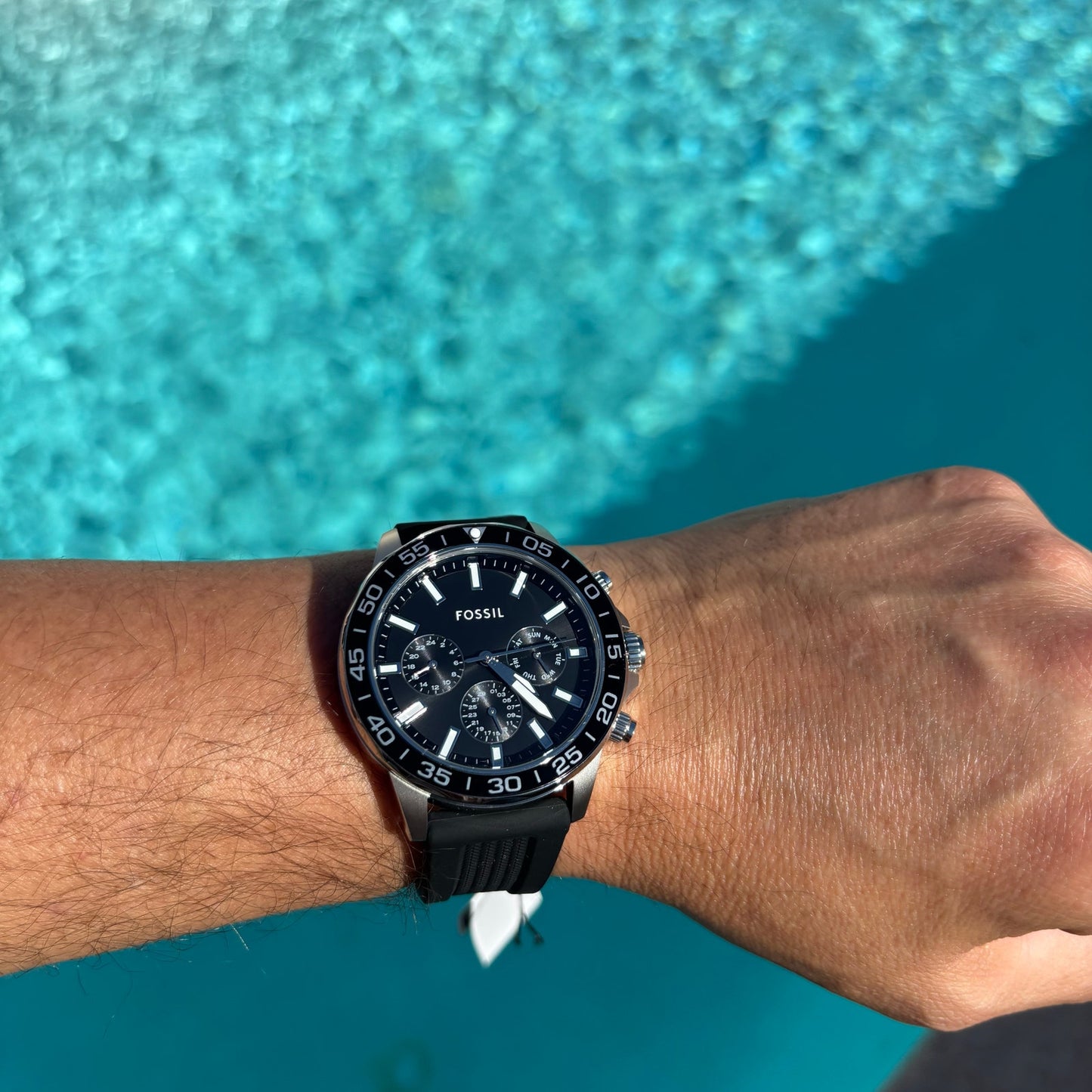 Fossil Bannon BQ2494 Mens 45mm Black Silicone Black Dial Multifunction
