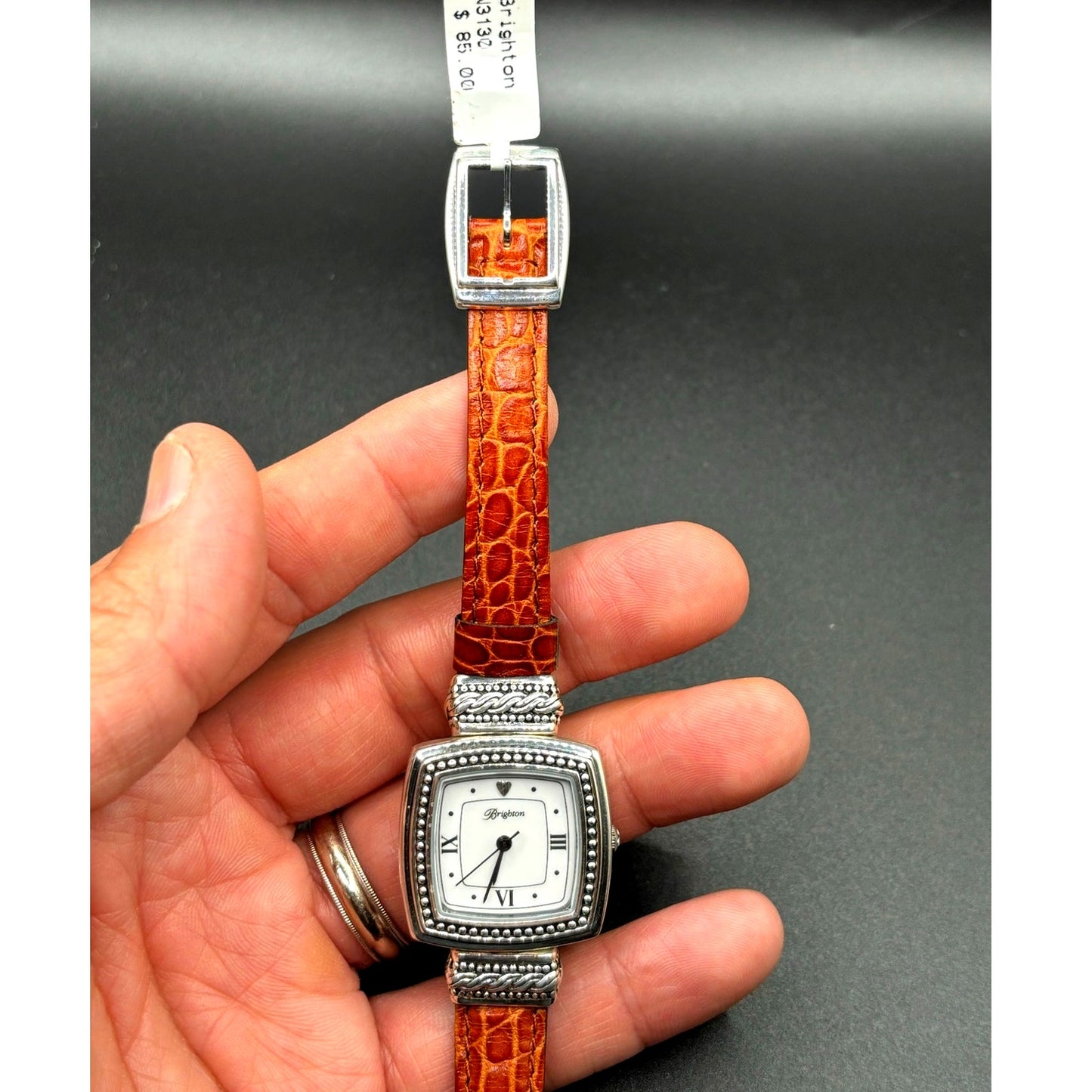 Brighton Toulouse W3130 Womens Reversible Brown Black Leather Strap Watch NIBWT