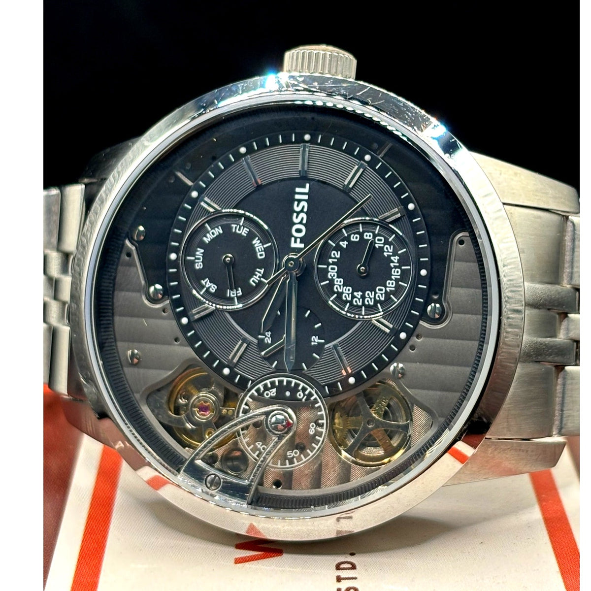 Fossil ME1135 Townsman Twist Men's Watch 44mm Black Dial Stainless Steel Watch