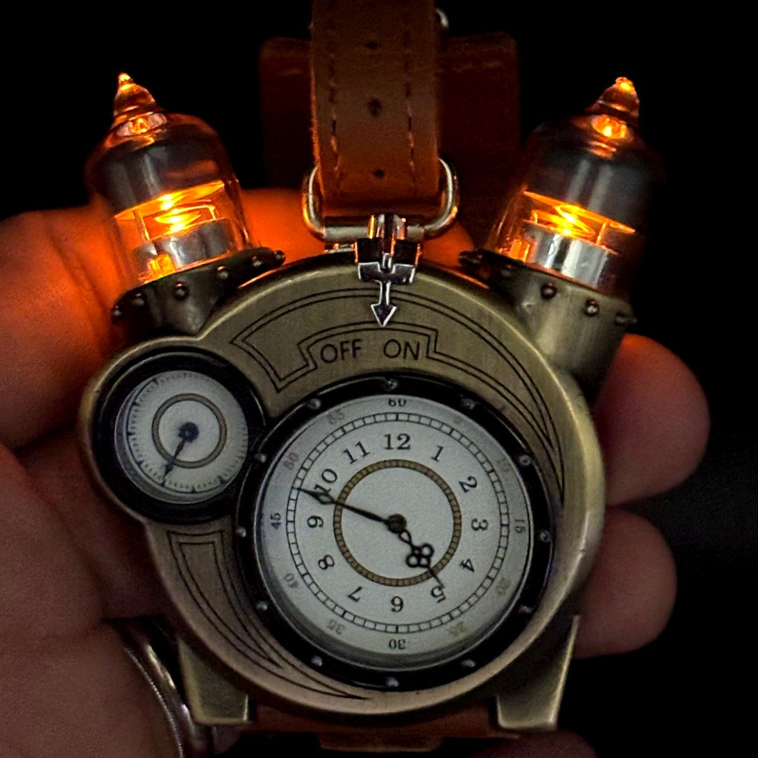 ThinkGeek Tesla Steampunk Analog Watch LED Vacuum Tube Design NEW