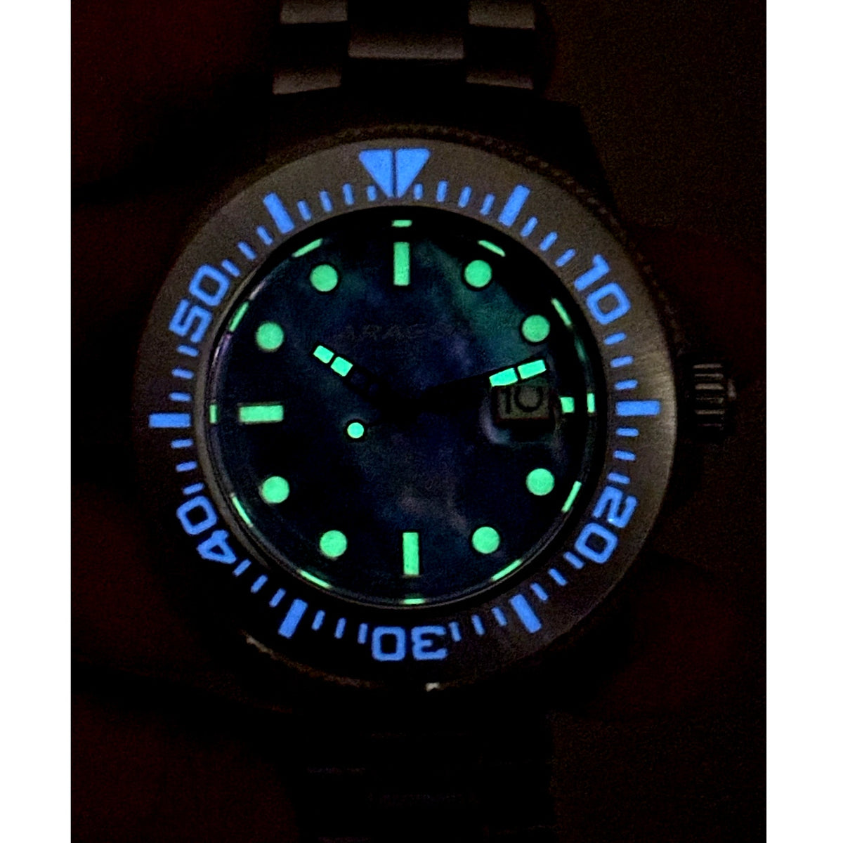 Aragon Divemaster II A334MOP Automatic 50mm Mother of Pearl Men’s Watch Full Set