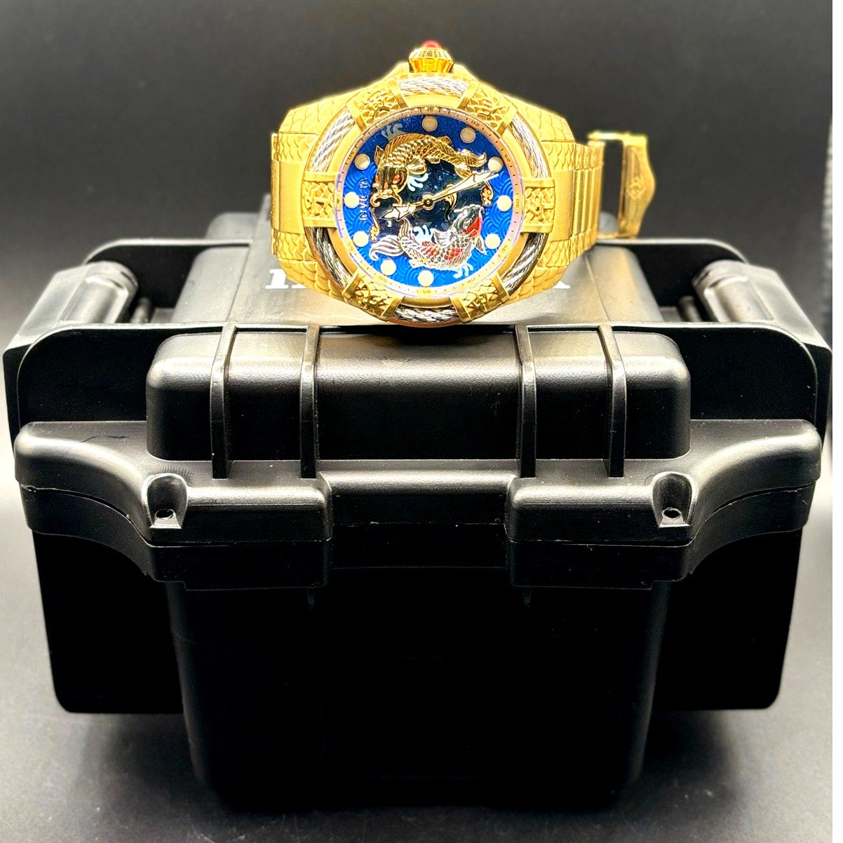 Invicta 32342 Bolt Trinitite Koi Automatic Gold Blue Skeleton Dial 52mm