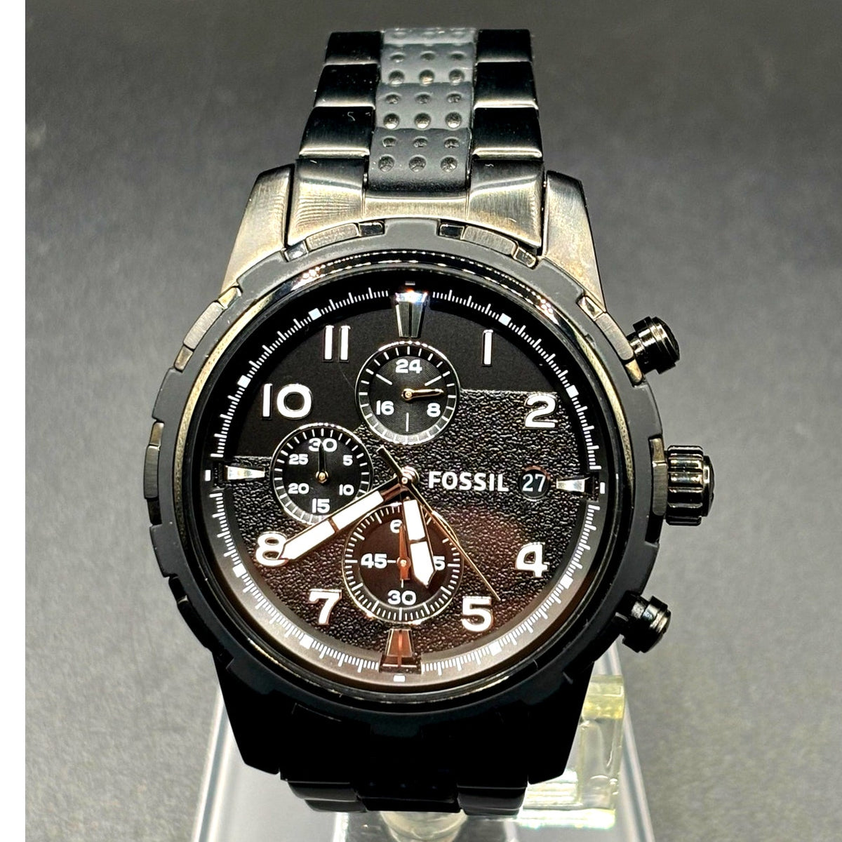 Fossil Dean FS4902 Black Chronograph Steel Silicone Men’s Watch 45mm