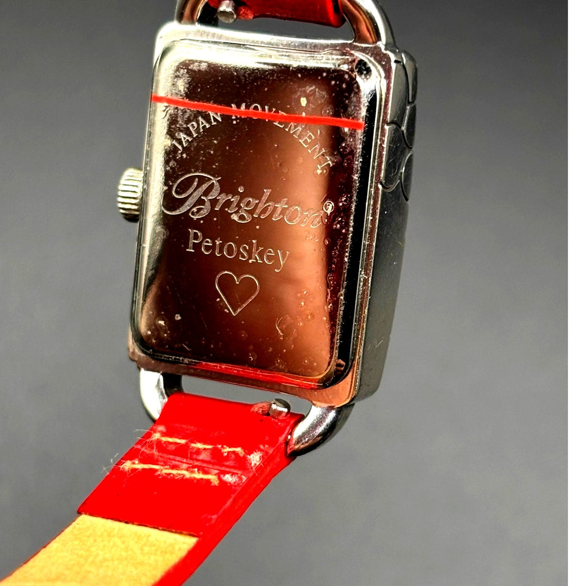 Brighton Petoskey Women's Genuine Italian Red Leather Strap Vintage Watch NIB