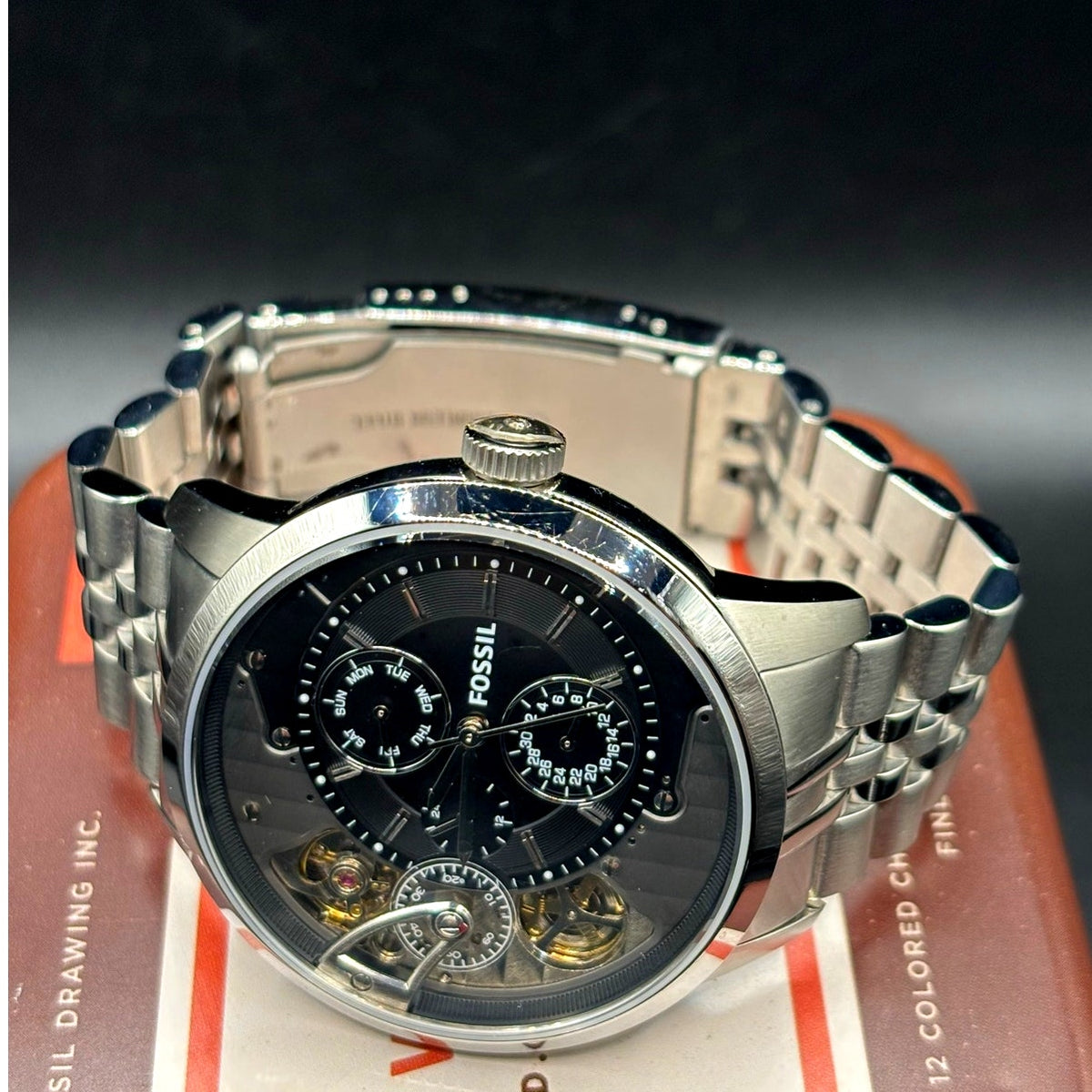 Fossil ME1135 Townsman Twist Men's Watch 44mm Black Dial Stainless Steel Watch
