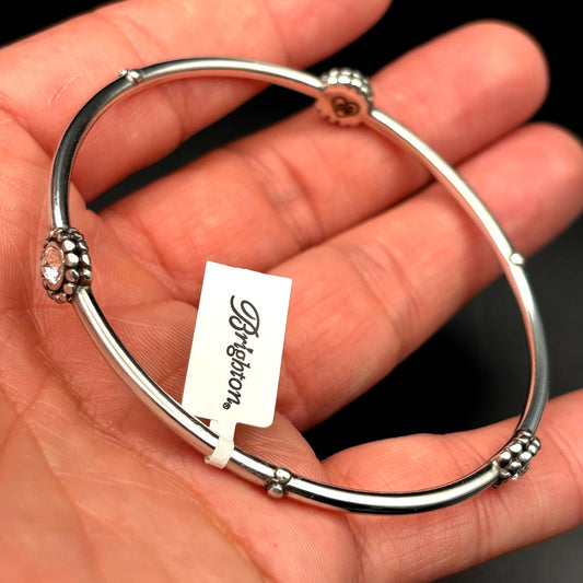 Brighton J39172 Women’s Twinkle Round Bangle Silver Plated Crystal Bracelet NWT