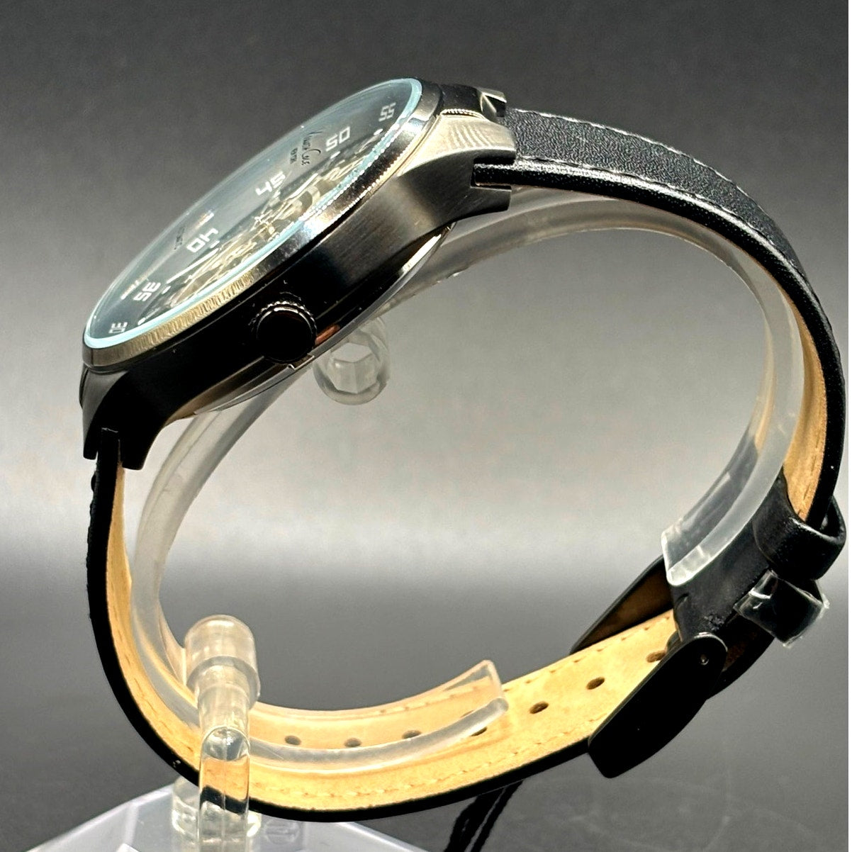 Kenneth Cole KC8048 Automatic Skeleton Men’s Watch Black Leather NIB