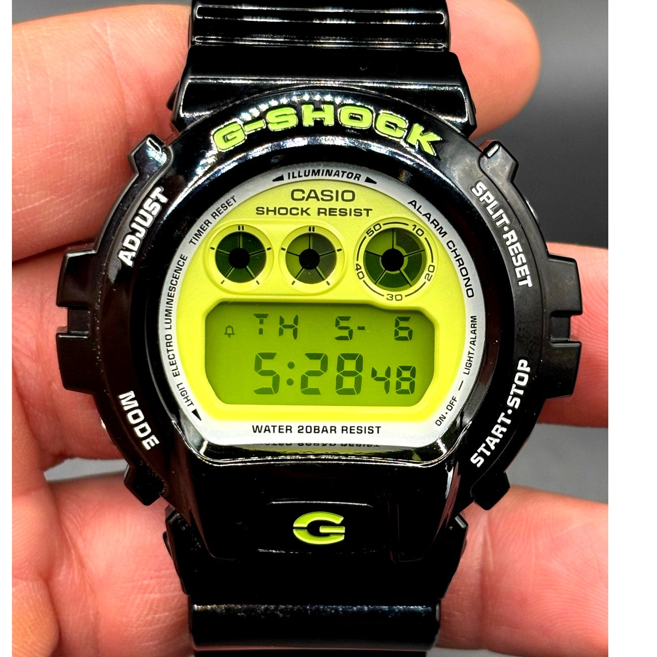 Casio G-Shock DW6900RCS-1 Lime Green Glossy Black Digital Men's Watch NIB