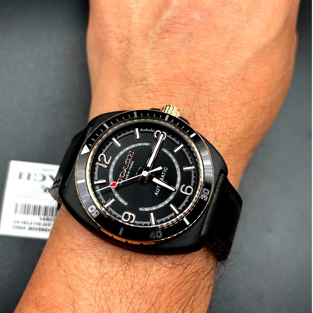 Coach Charter 14602734 Automatic 44mm Black Leather Men’s Watch NIBWT
