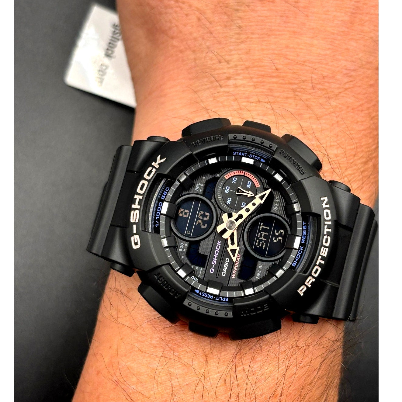 Casio G-Shock GMAS140-1A Womens Black Multicolor Analog Digital 45mm Watch NIBWT