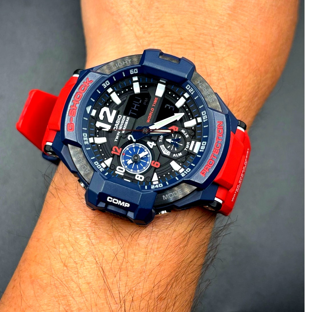 Casio G-Shock Gravitymaster GA-1100-2A Twin Sensor Blue Red Watch
