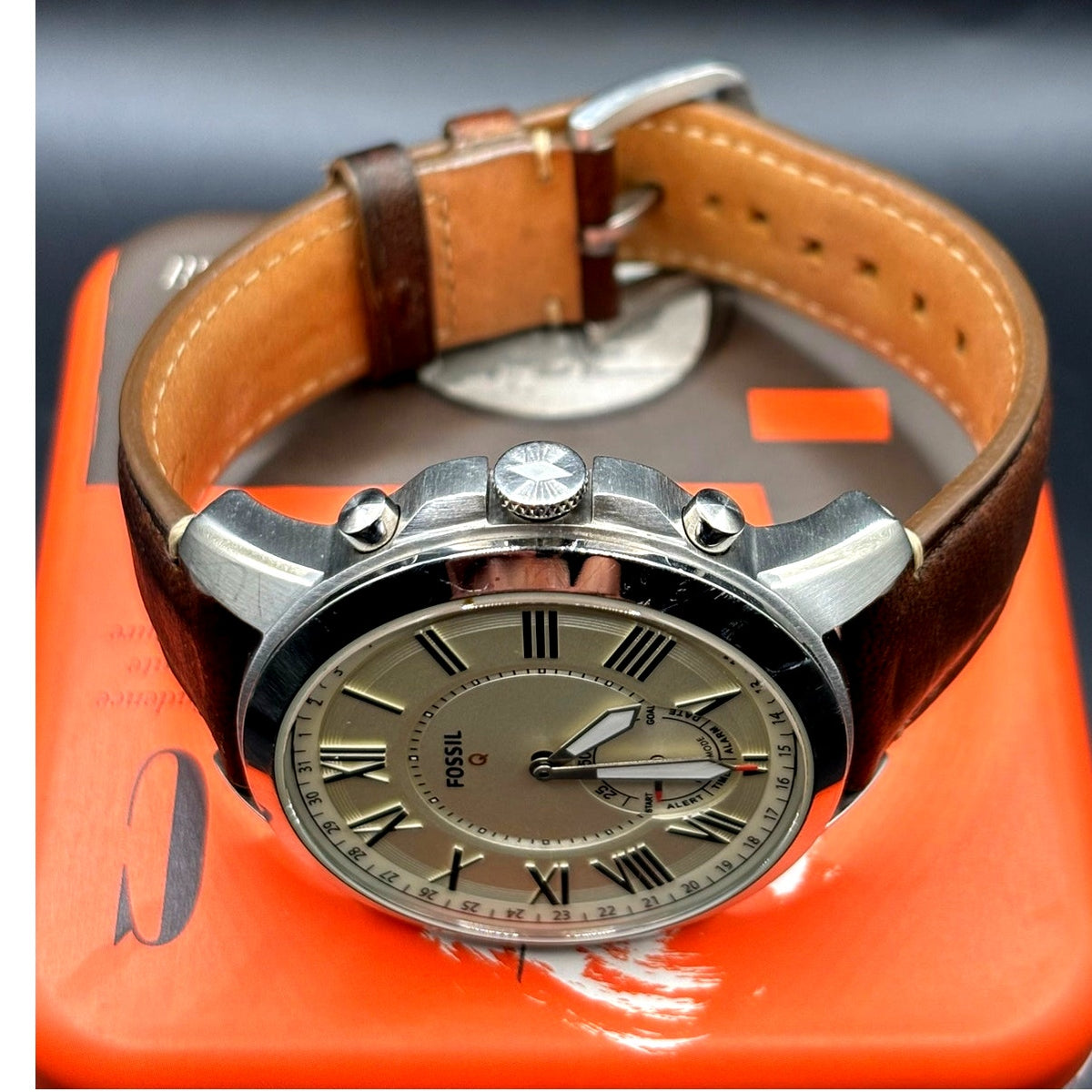 Fossil Q Grant FTW1118 Hybrid Smartwatch Brown Leather 44mm Men’s Watch