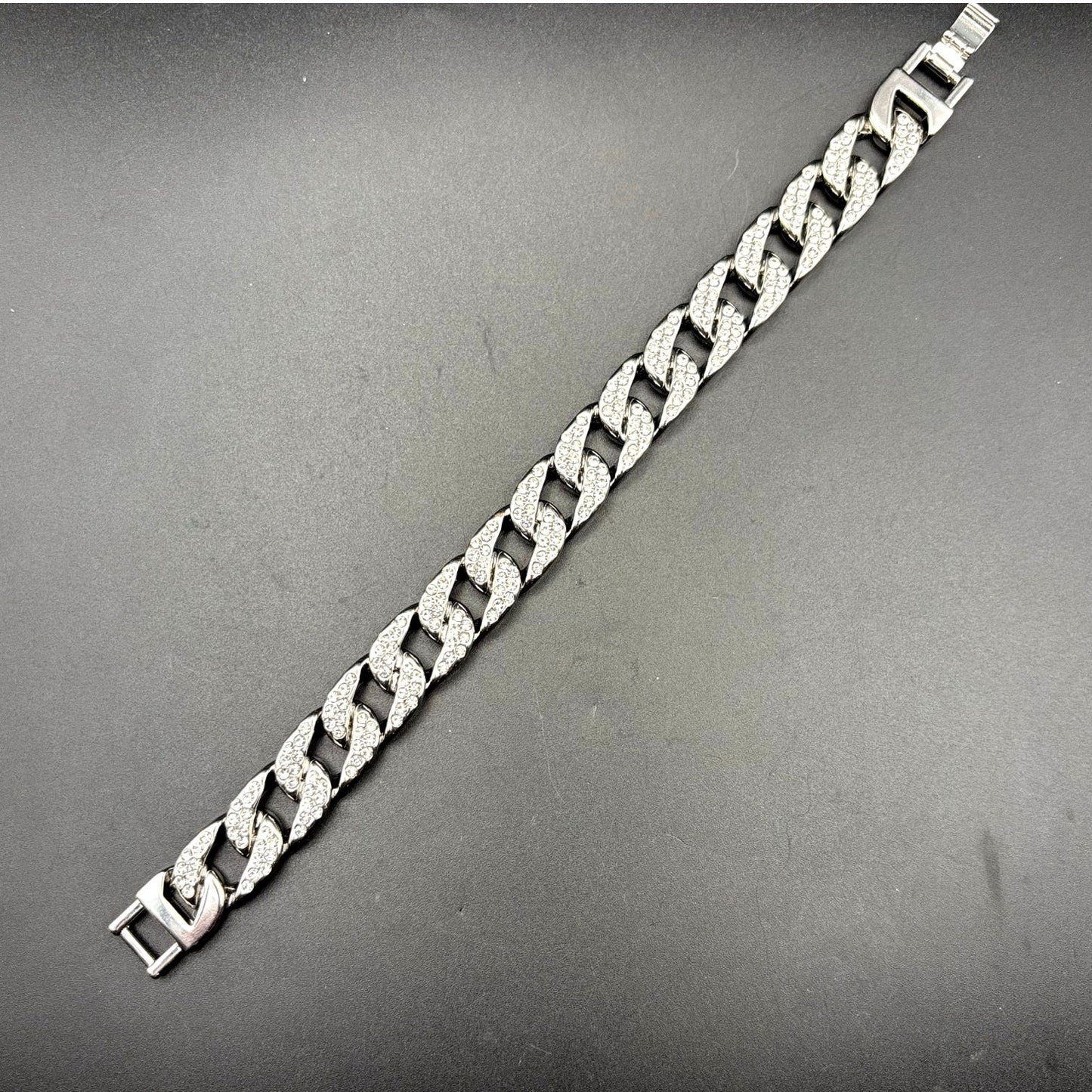 Akademiks Men’s Stainless Steel  240 Cubic Zirconia Cuban Link Iced Bracelet NWT