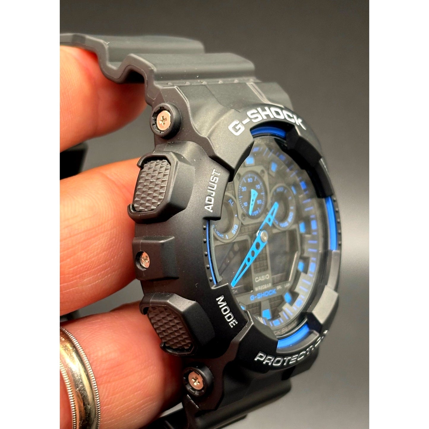 Casio G-Shock GA100-1A2 Men's Black Blue Analog Digital 51mm Watch NIBWT
