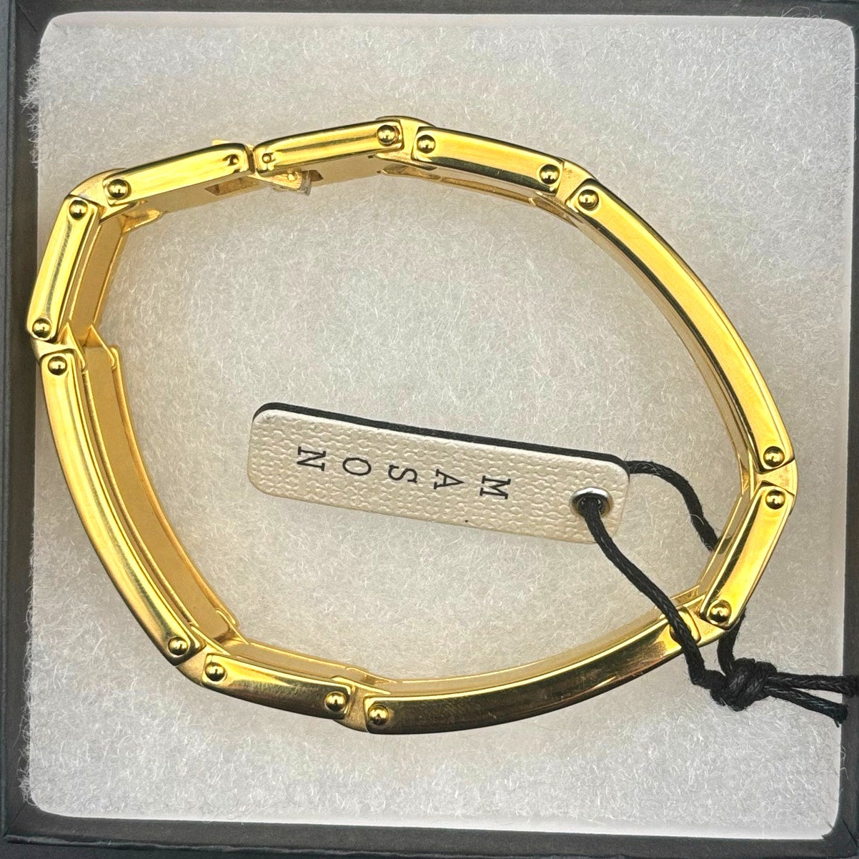 Mason Parker Men’s Gold Plated Stainless Steel ID Bracelet w/Cubic Zirconia NWT