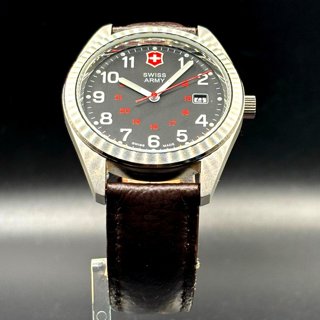 Victorinox Swiss Army Garrison 241083 Black Dial 40mm Leather Watch