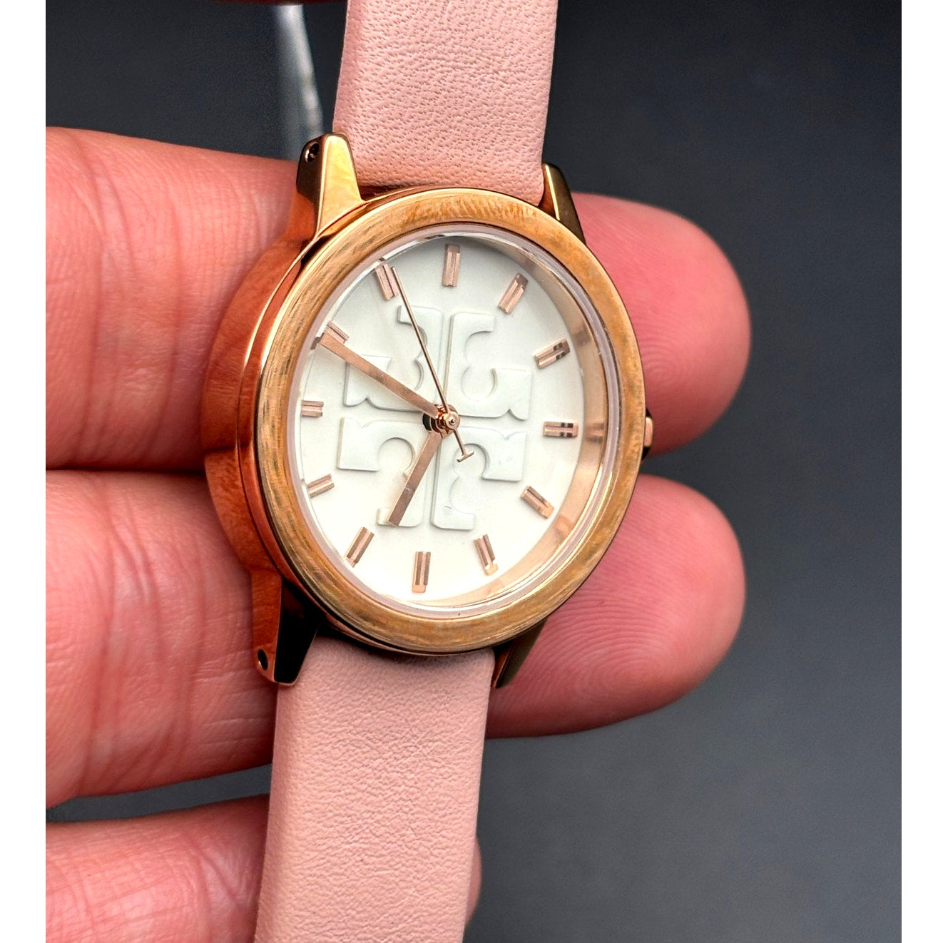 Tory Burch TBW2006 Women’s Gigi Pink Rose Gold Leather Quartz Watch NIBWT