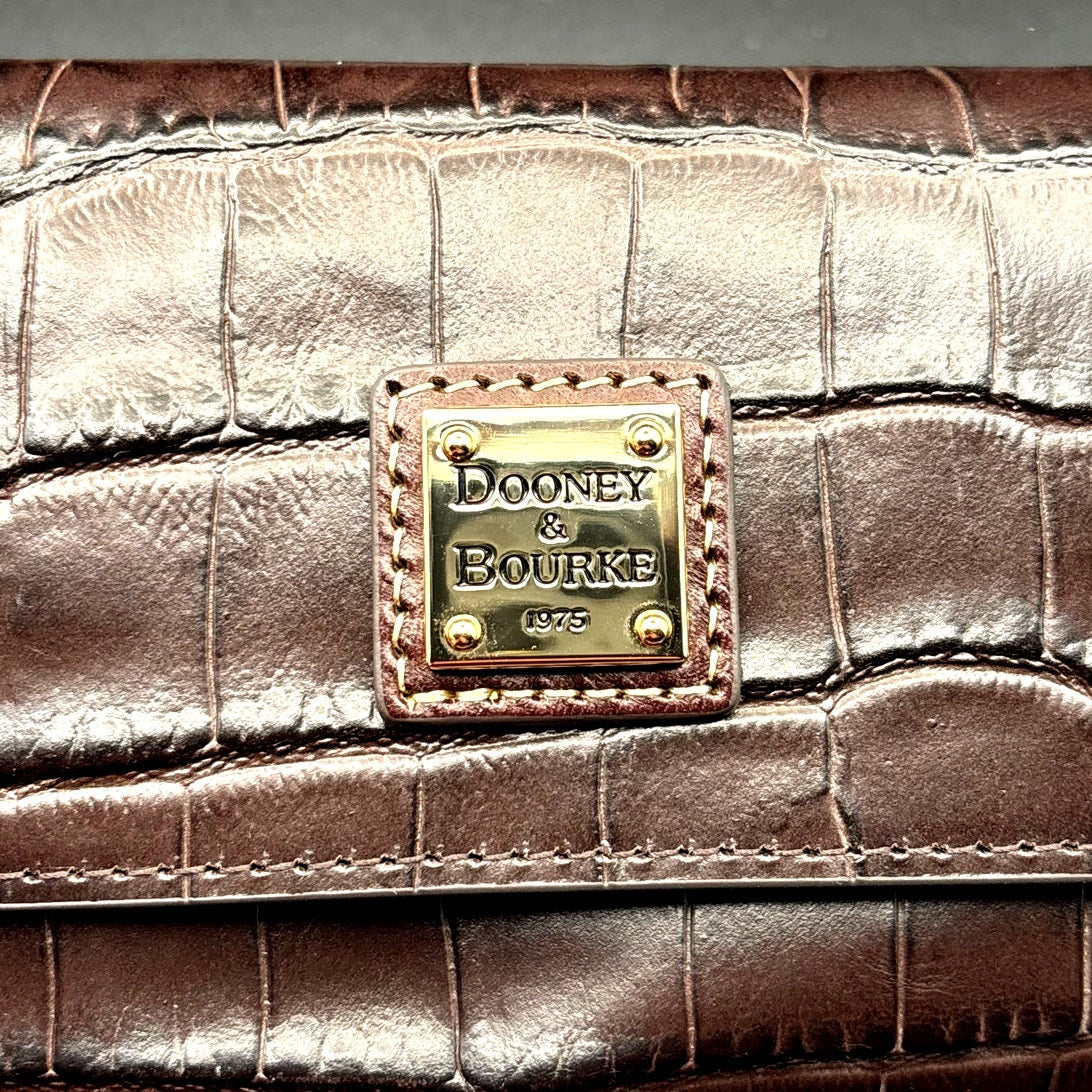 Dooney & Bourke Oakdale Milly Wristlet Espresso Embossed Calfskin Leather NWT