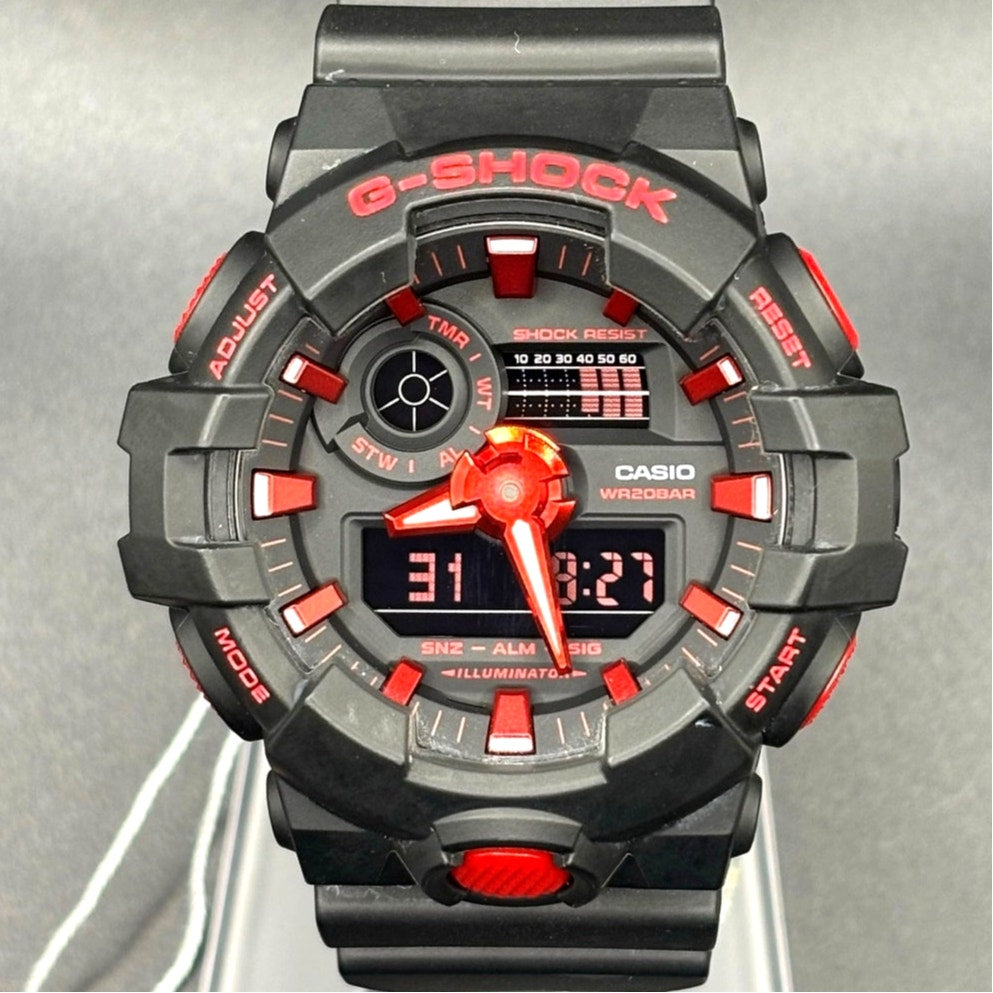 Casio G-Shock GA700BNR-1A Ignite Red Blackout 200M Men's Watch NWT