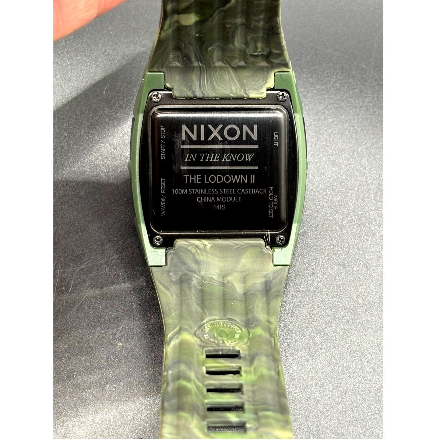 Nixon Lodown II Green Camo Digital Tide Watch Surf 100M