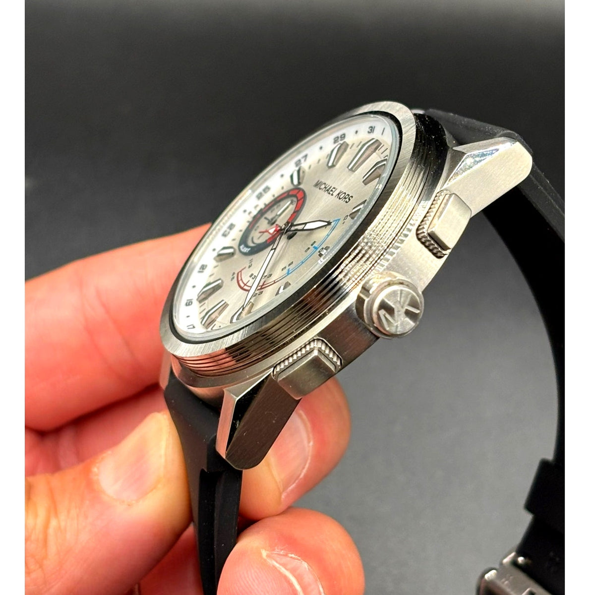 Michael Kors Access Grayson MKT4009 Hybrid Smartwatch 47mm Silver Black Strap