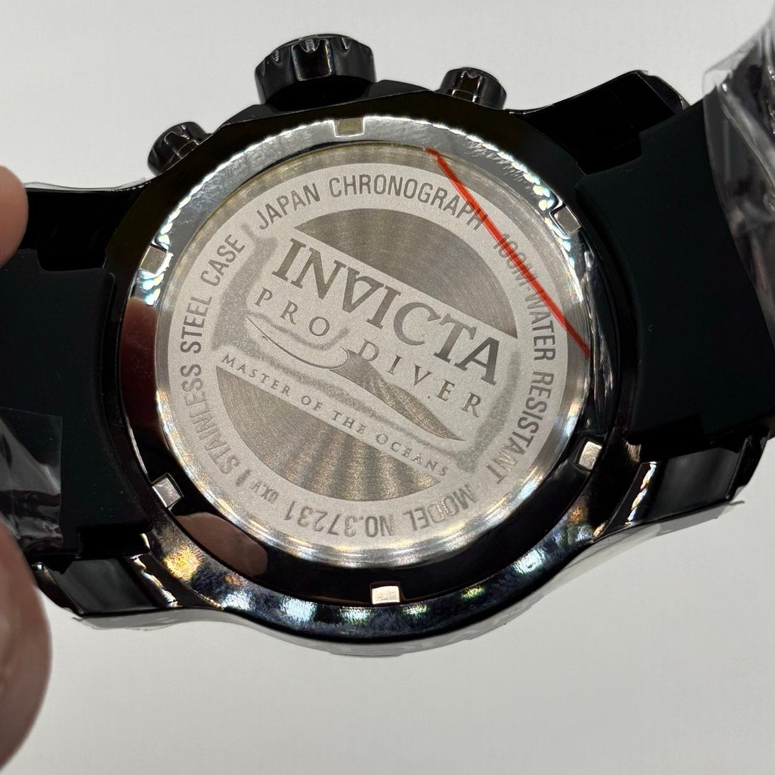 Invicta Pro Diver Scuba 37231 Mens 48mm Chronograph Black Quartz 100m NIBWT