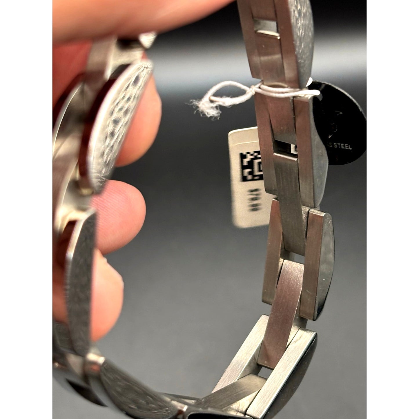 Blackjack BJB49T Men's Curved Link Stainless Steel Bracelet Cubic Zirconia NIBWT