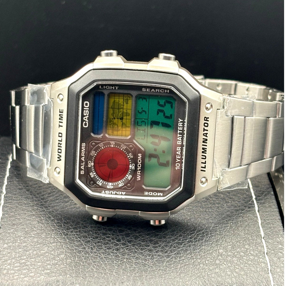 LWS Atlas Arcade Custom Casio AE1200 World Time Steel Bracelet Mod Watch