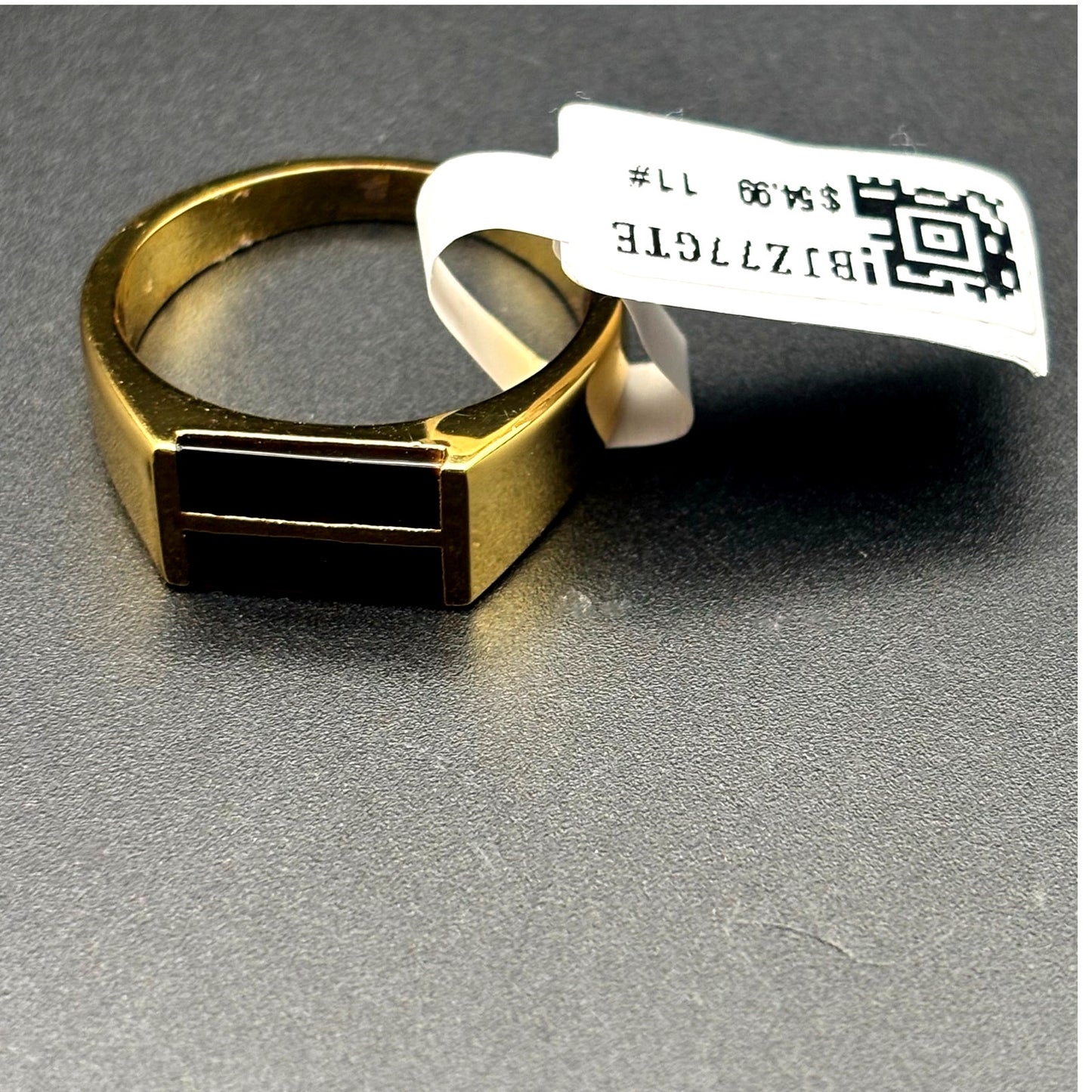 Blackjack BJZ77GTE Men’s Gold Stainless Steel Tiger Eye Bar Ring  SZ # 11 NIBWT