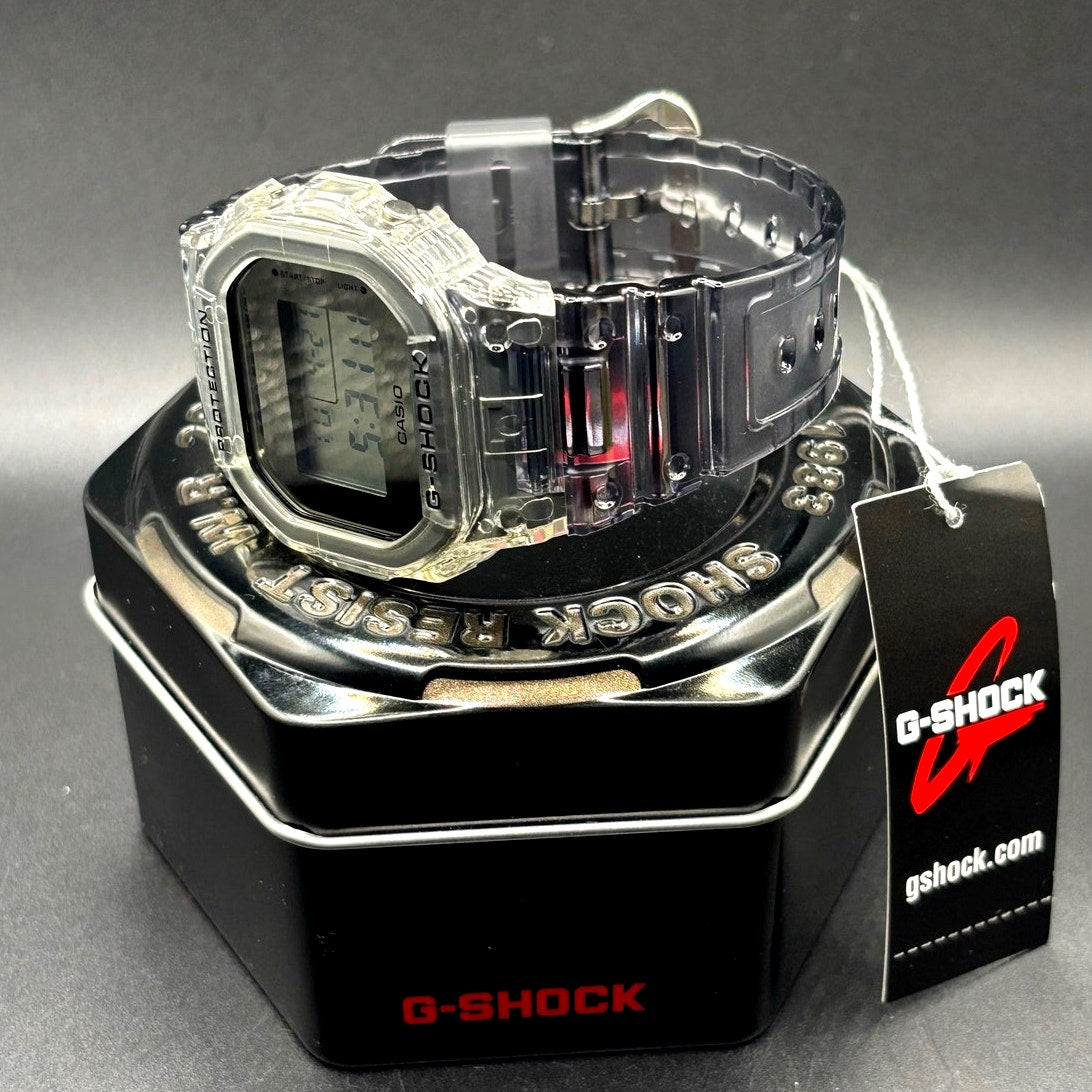 Casio G-Shock DW5600SK-1 Skeleton Clear Resin Digital Unisex Retro Watch NIBWT