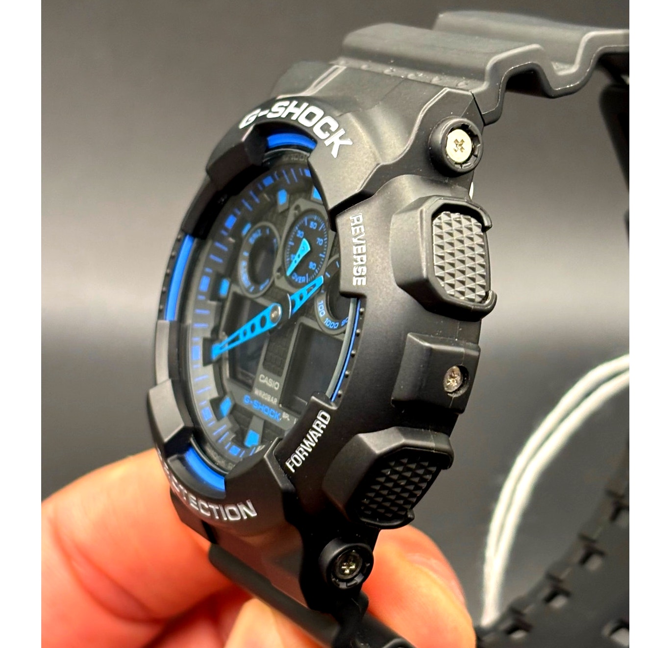 Casio G-Shock GA100-1A2 Men's Black Blue Analog Digital 51mm Watch NIBWT