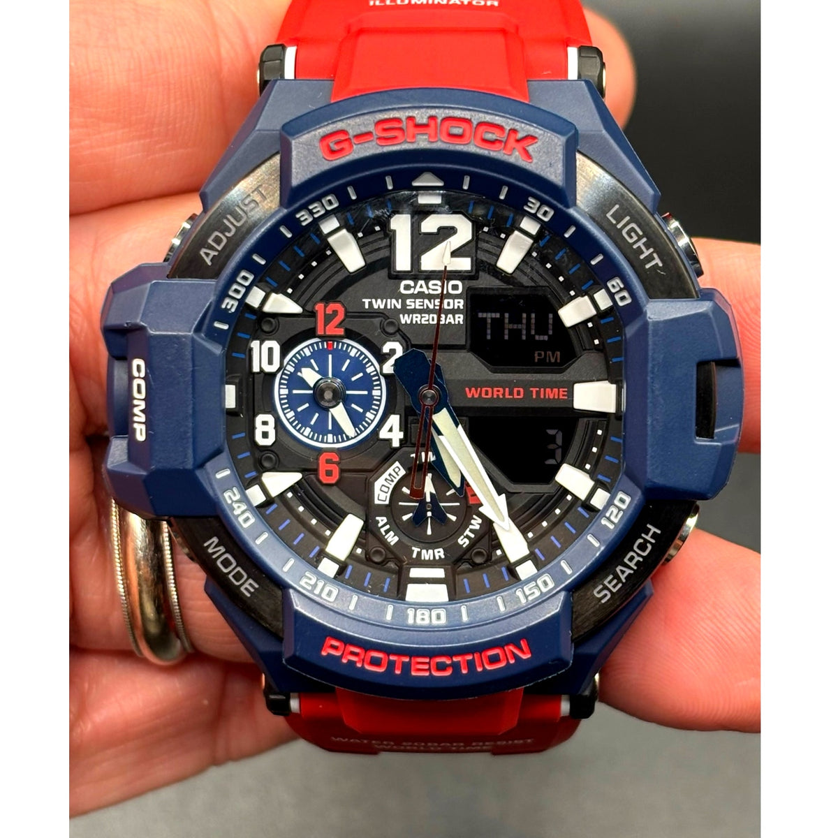 Casio G-Shock Gravitymaster GA-1100-2A Twin Sensor Blue Red Watch