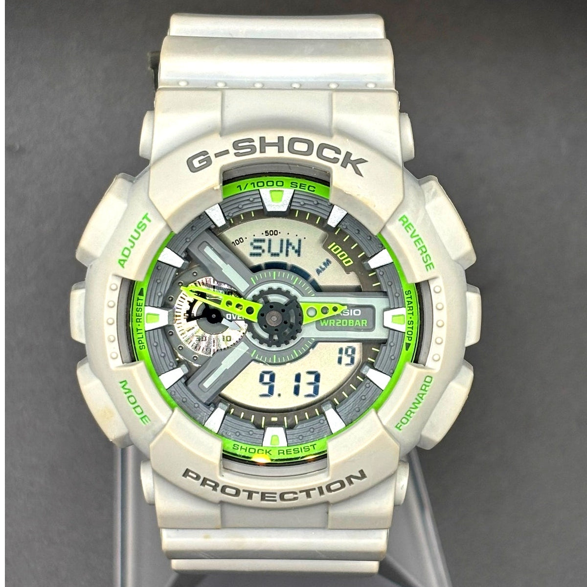 Casio G-Shock GA-110TS-8A3 Gray Neon Green Ana-Digi 51mm Men’s Watch