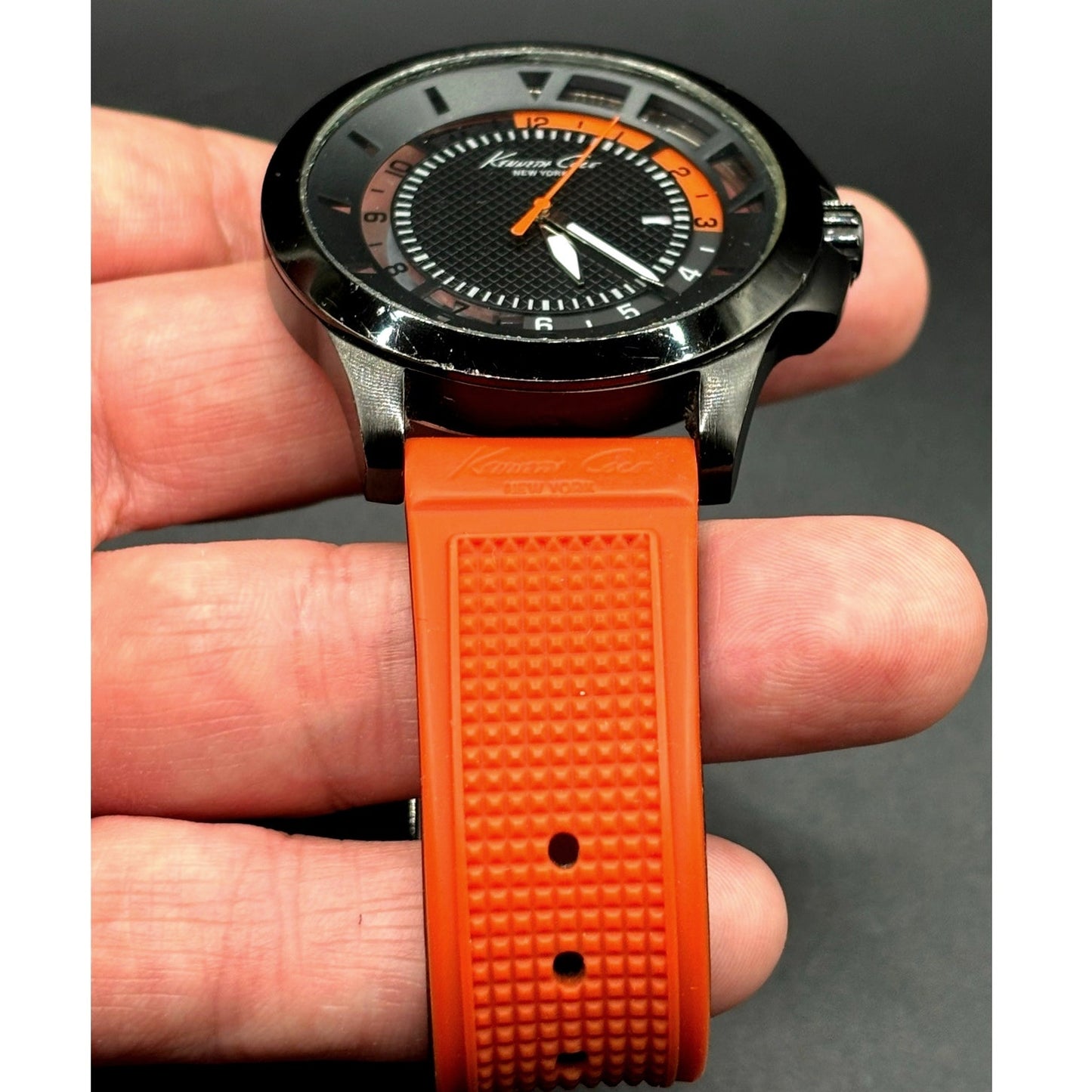 Kenneth Cole New York Transparency Dial Orange Silicone 45mm Men’s Watch