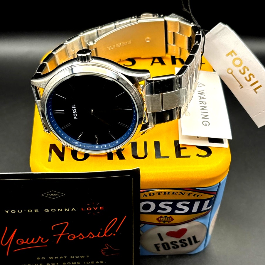 Fossil BQ2860 Fenmore Three-Hand Blue Dial Stainless Steel Men’s Watch NIBWT