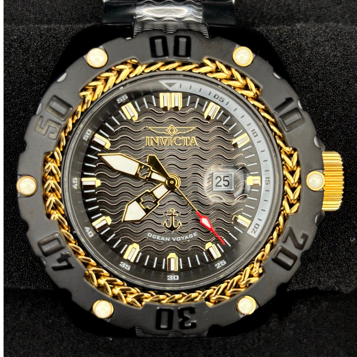 Invicta Ocean Voyage 47743 Black Gold Bezel 52mm Stainless Steel  Men's Watch