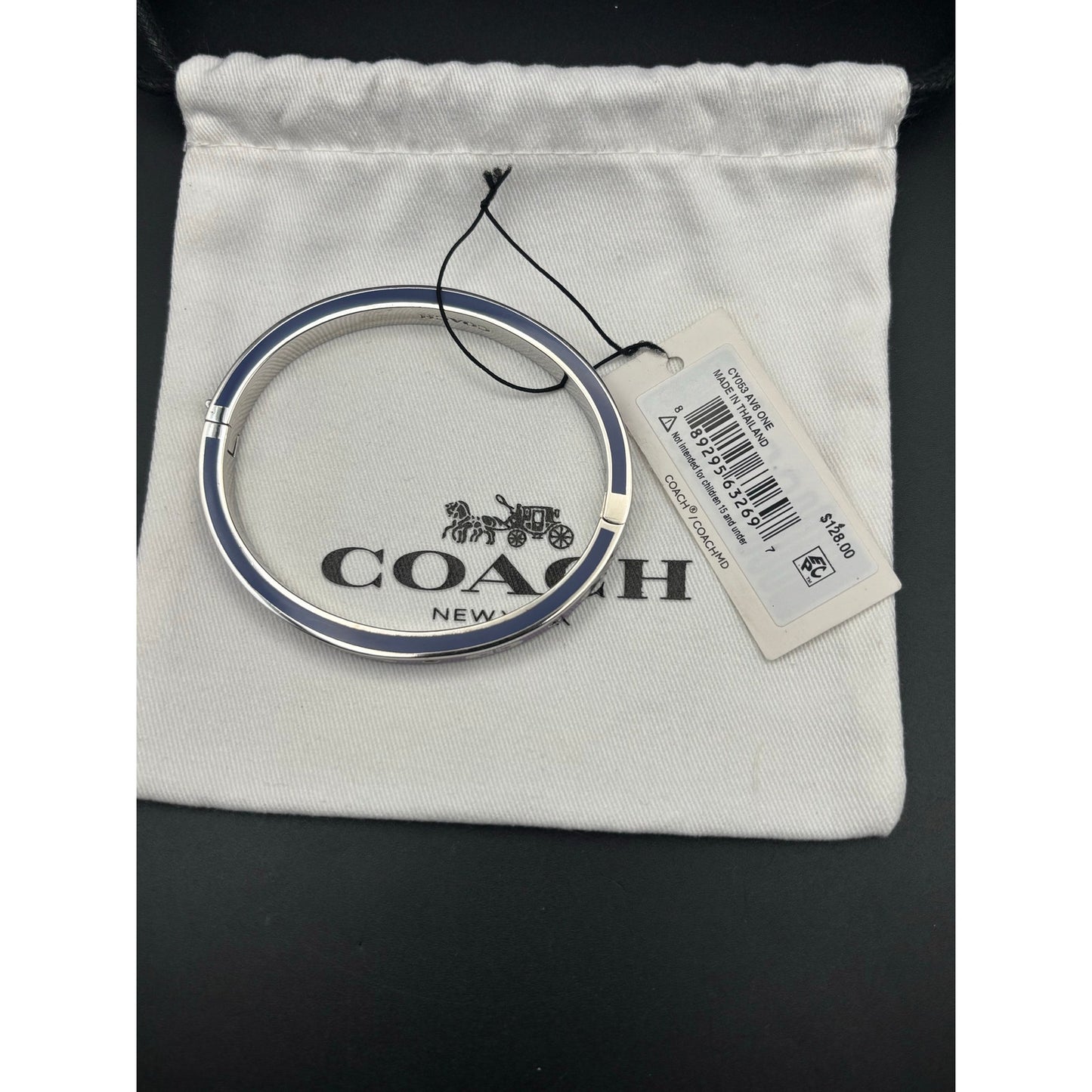 Coach CY053 Kissing Signature Enamel Hinged Bangle Purple and Blue Color NIBWT