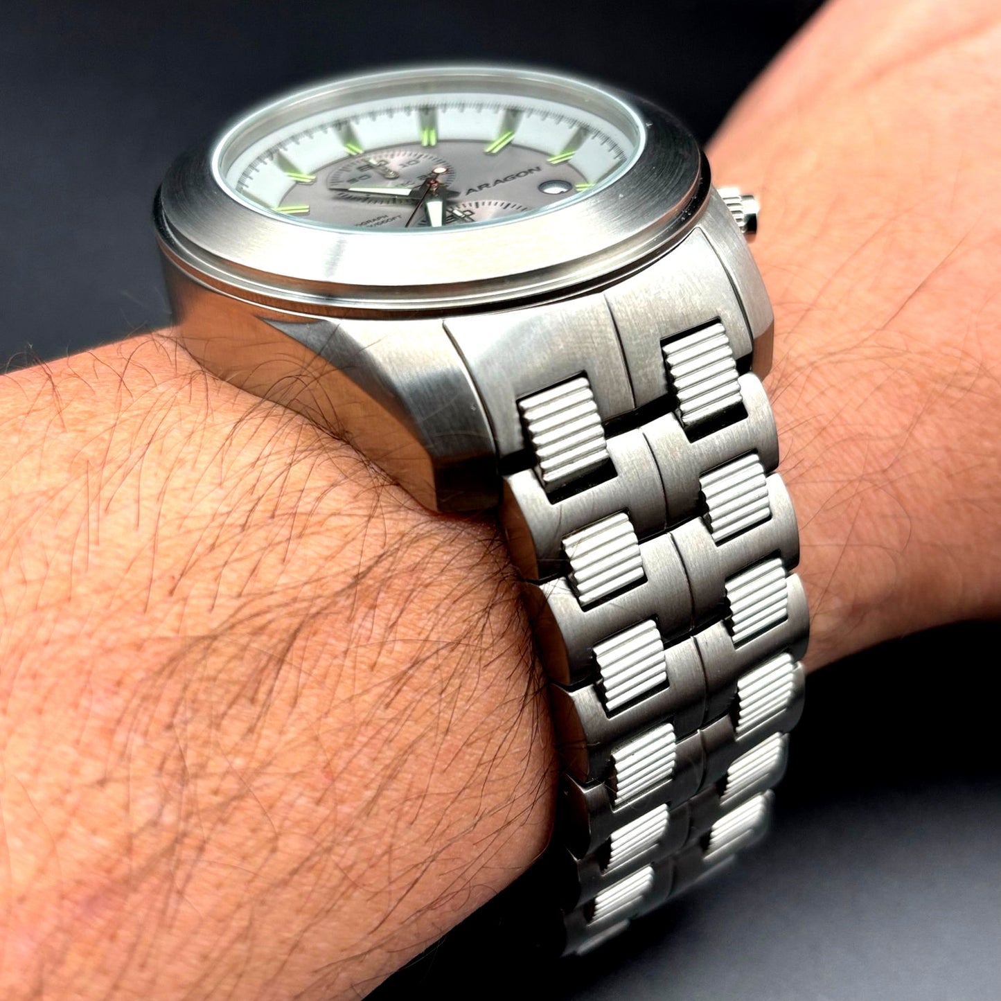 Aragon Predator VD51 50mm Gray Chronograph Stainless Steel Mens Watch NIB Unworn