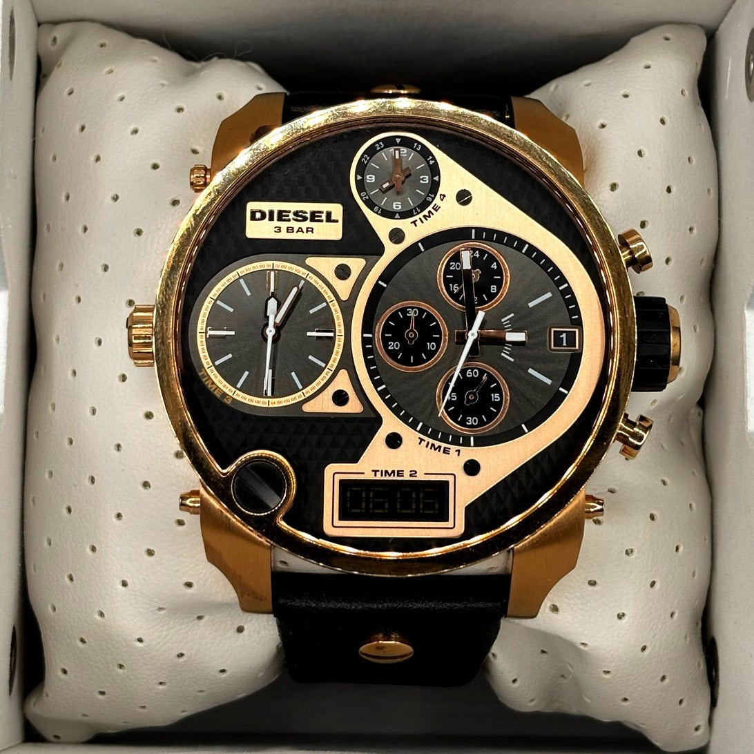 Diesel Mr. Daddy DZ7261 Men's Oversized Chrono Leather Analog Digital Watch