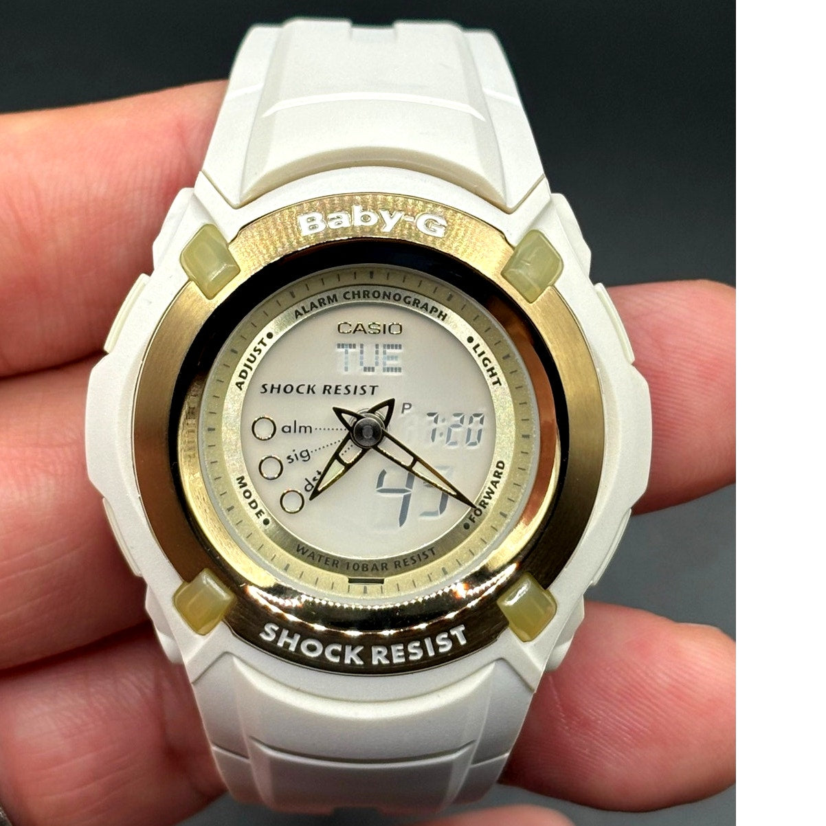 Casio Baby-G BG-70LV-7E LOV-06 Beige Gold Ana-Digi Display Watch Vintage