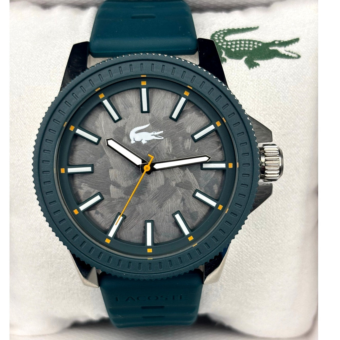 Lacoste Highkey 2011358 Men’s Green Silicone Strap Quartz Watch NIBWT
