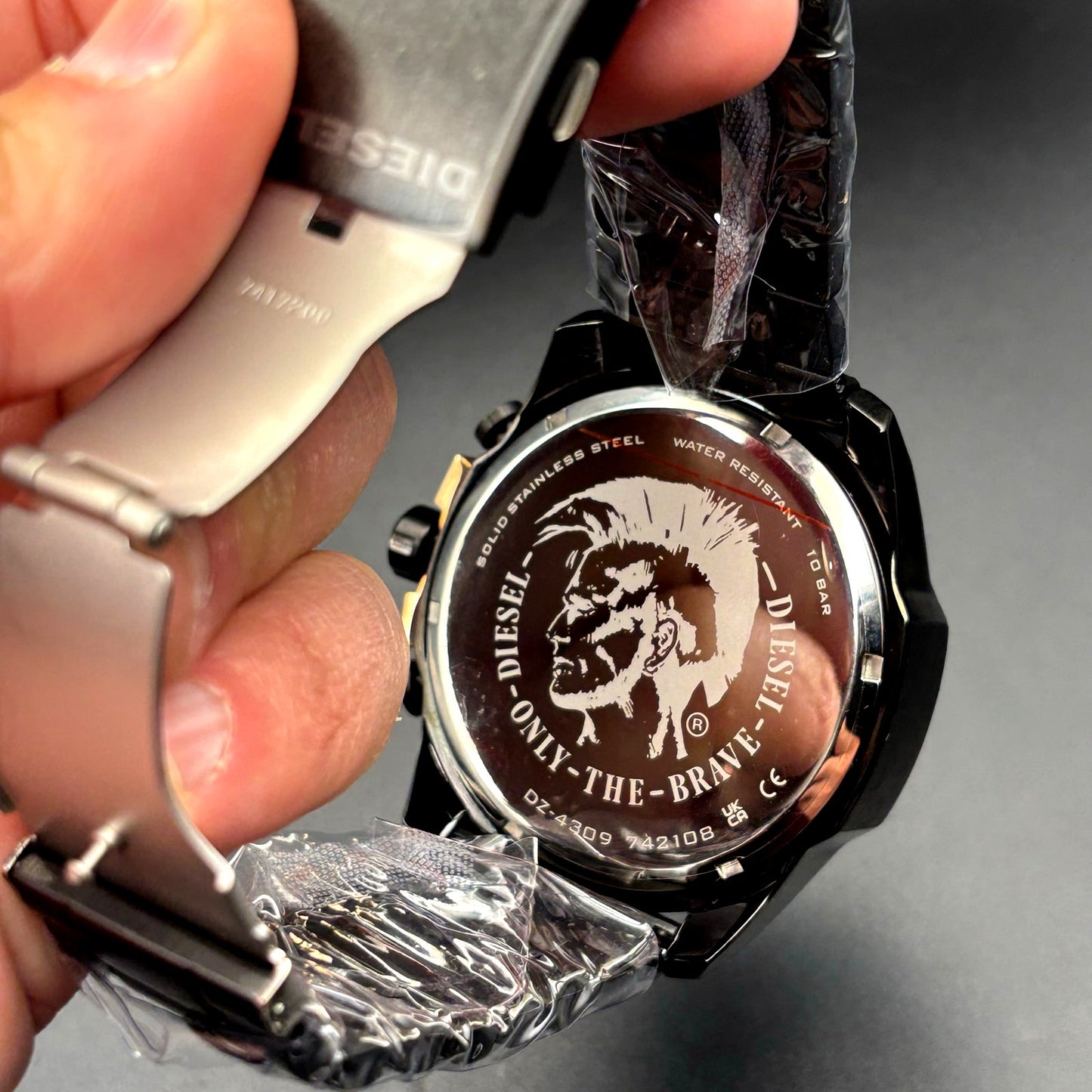 Diesel DZ4309 Mega Chief Mens Black Rose Gold Chrono Stainless Steel Watch NIBWT