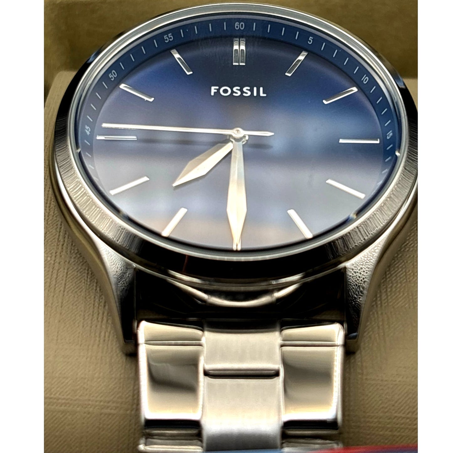 Fossil BQ2860 Fenmore Three-Hand Blue Dial Stainless Steel Men’s Watch NIBWT