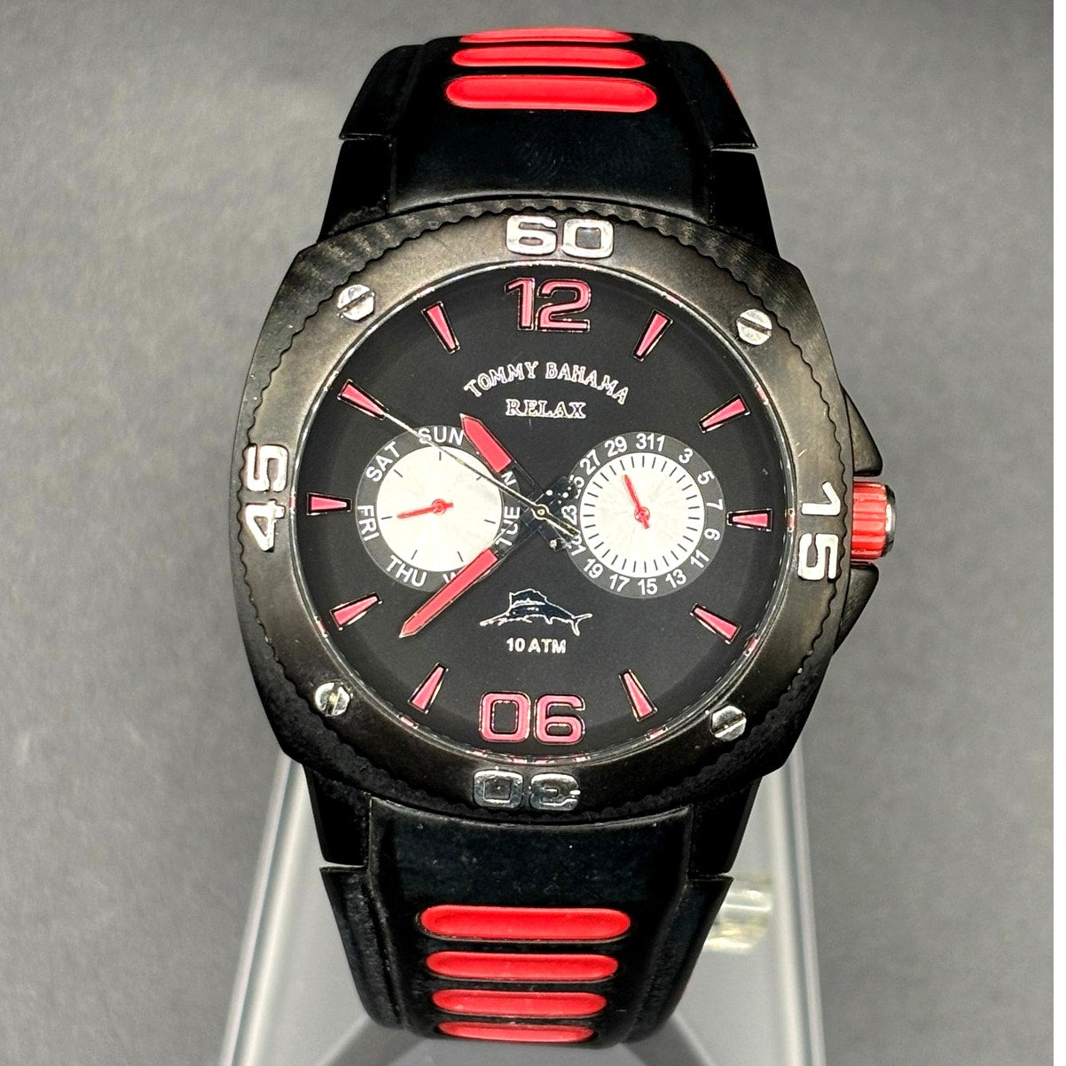 Tommy Bahama Relax TBRLX1033-A126 Reef Diver Black Red Silicone Men’s Watch