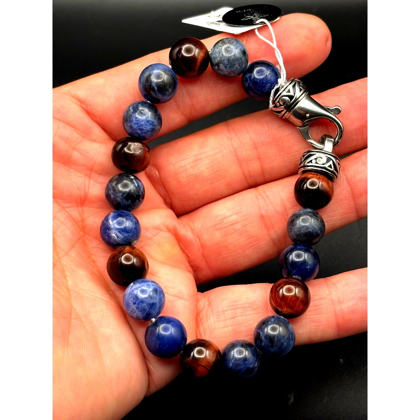 Blackjack BJS16BLS Men’s10mm Sodalite And Red Tiger Eye Beaded Bracelet NIBWT