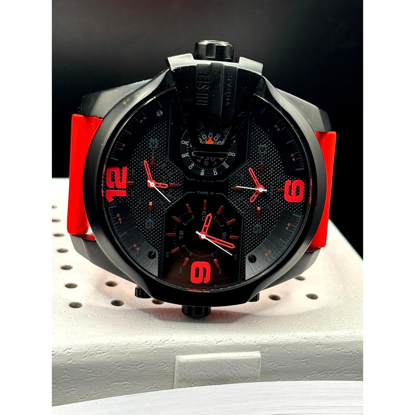 Diesel Uber Chief DZ7466 Four Time Zone Black Red 54mm Men’s Watch