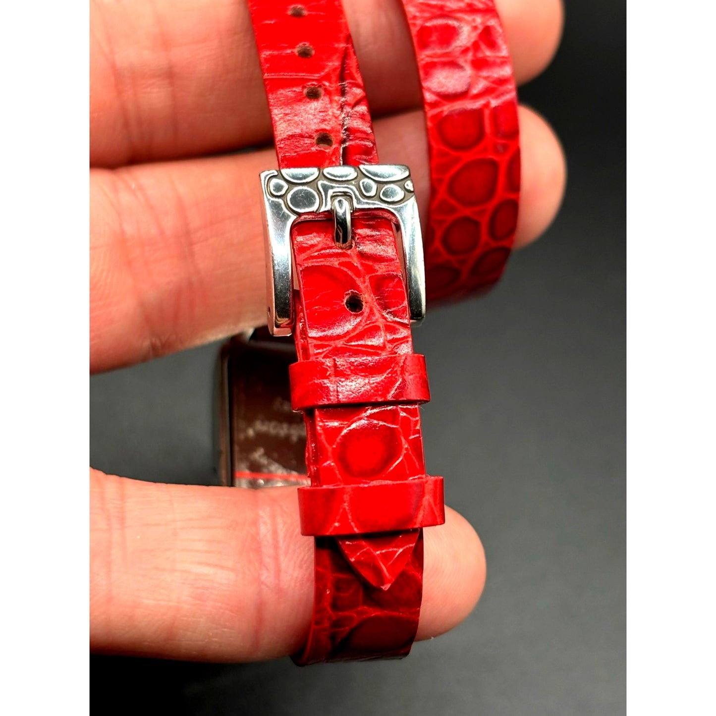 Brighton Petoskey Women's Genuine Italian Red Leather Strap Vintage Watch NIB