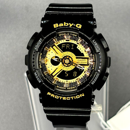 Casio Baby-G BA110-1A Black Metallic Gold Analog Digital Women's Watch NIBWT